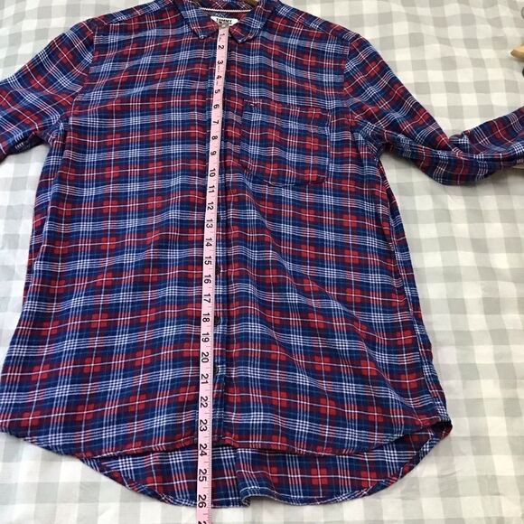 TOMMY Hilfiger flanel plaid button down shirt red blue white long sleeves medium - Picture 8 of 11